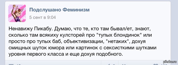 Феминистки бесятся   Феминистки, пикабу, бомбит пукан, Вконтакте